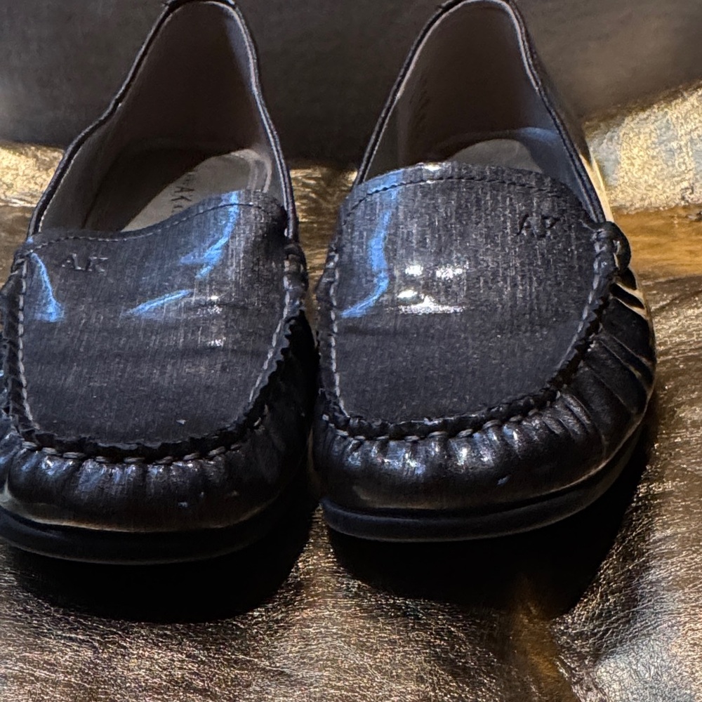 Anne Klein Shiny Black Loafers for Women - Picture 3 of 11